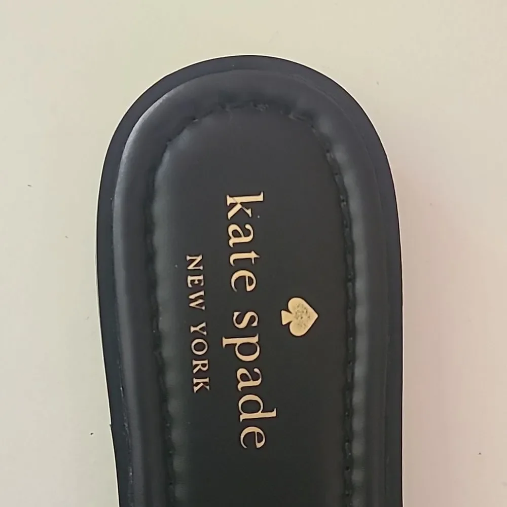 Kate Spade New York Palm Cove Black Leather Slide Sandals Size 7.5B